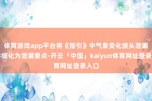 体育游戏app平台将《指引》中气象变化接头泄漏条件细化为泄漏要点-开云「中国」kaiyun体育网址登录入口
